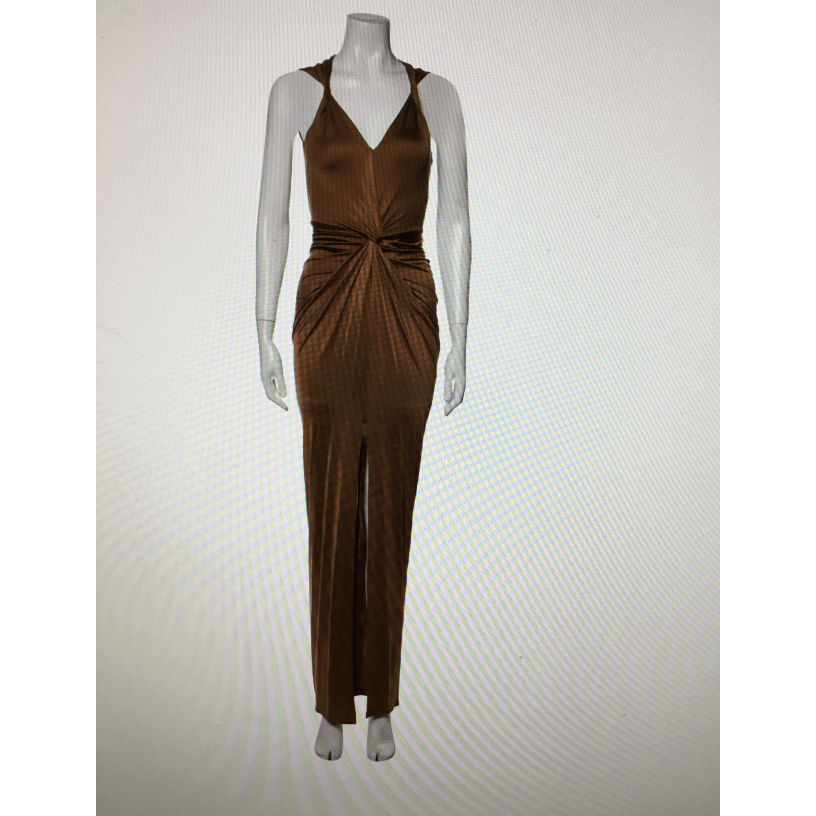 Alexandre Vauthier Bronze V-neck Long Dress