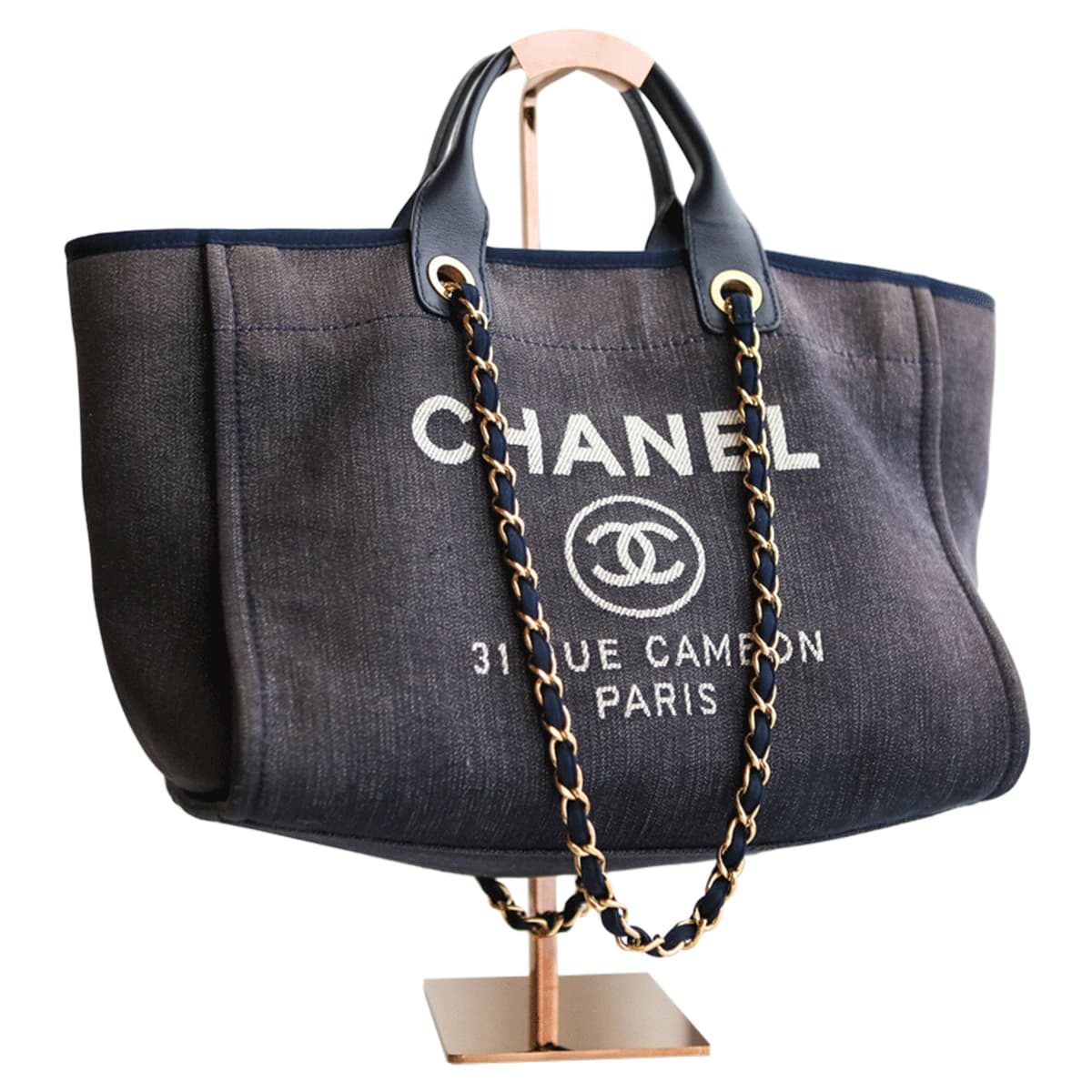 Chanel Navy Canvas Large Deauville Tote