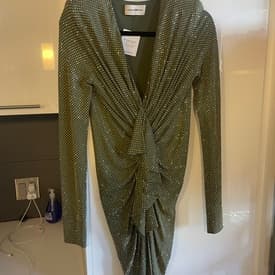 Alexandre Vauthier Green & Gold Studded Long Sleeve Dress — image 1