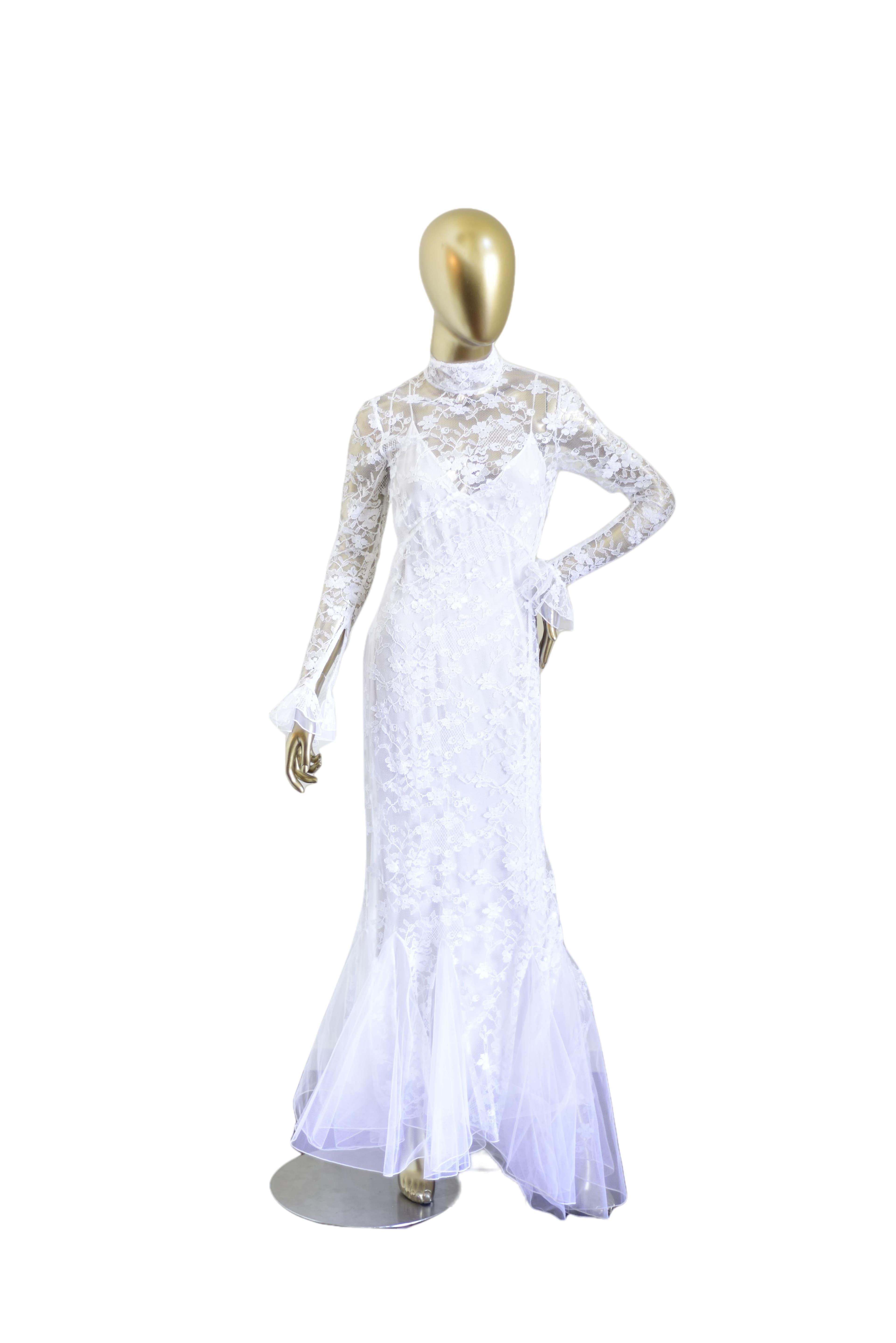 Alessandra Rich White Lace Gown