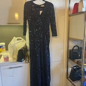 Jenny Packham Navy Blue Sequin Gown — image 1