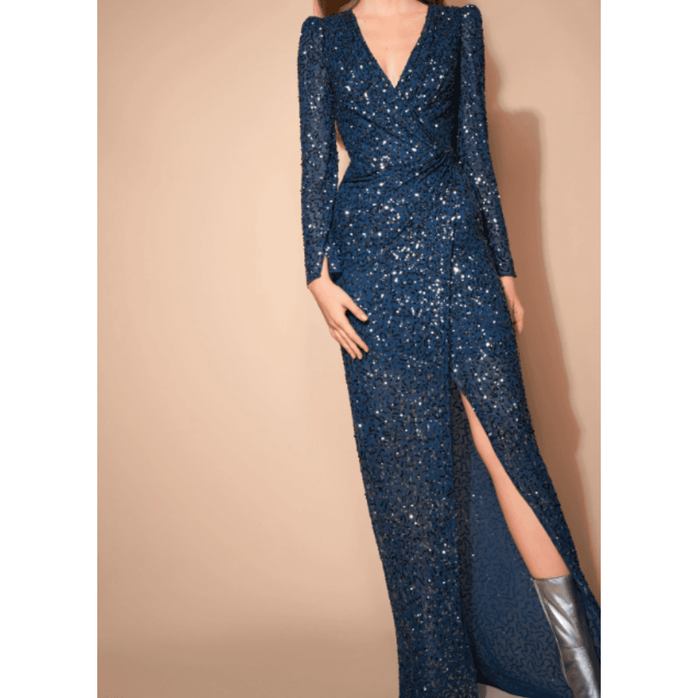 Jenny Packham Navy Blue Sequin Gown