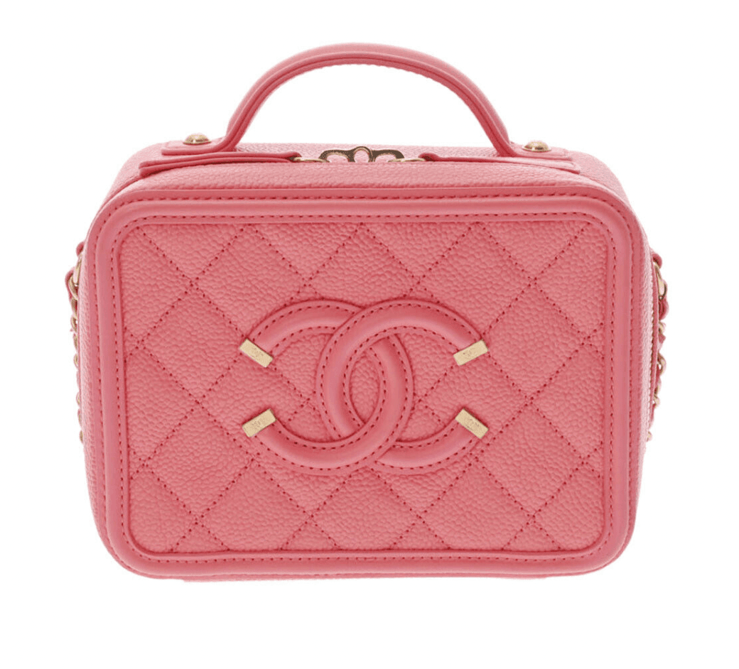 Chanel Pink Cc Vanity Caviar Leather Bag