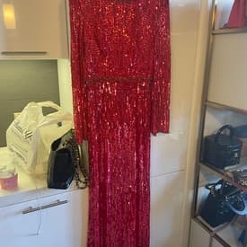 Jenny Packham Red Sequin & Embellished Gown — image 1