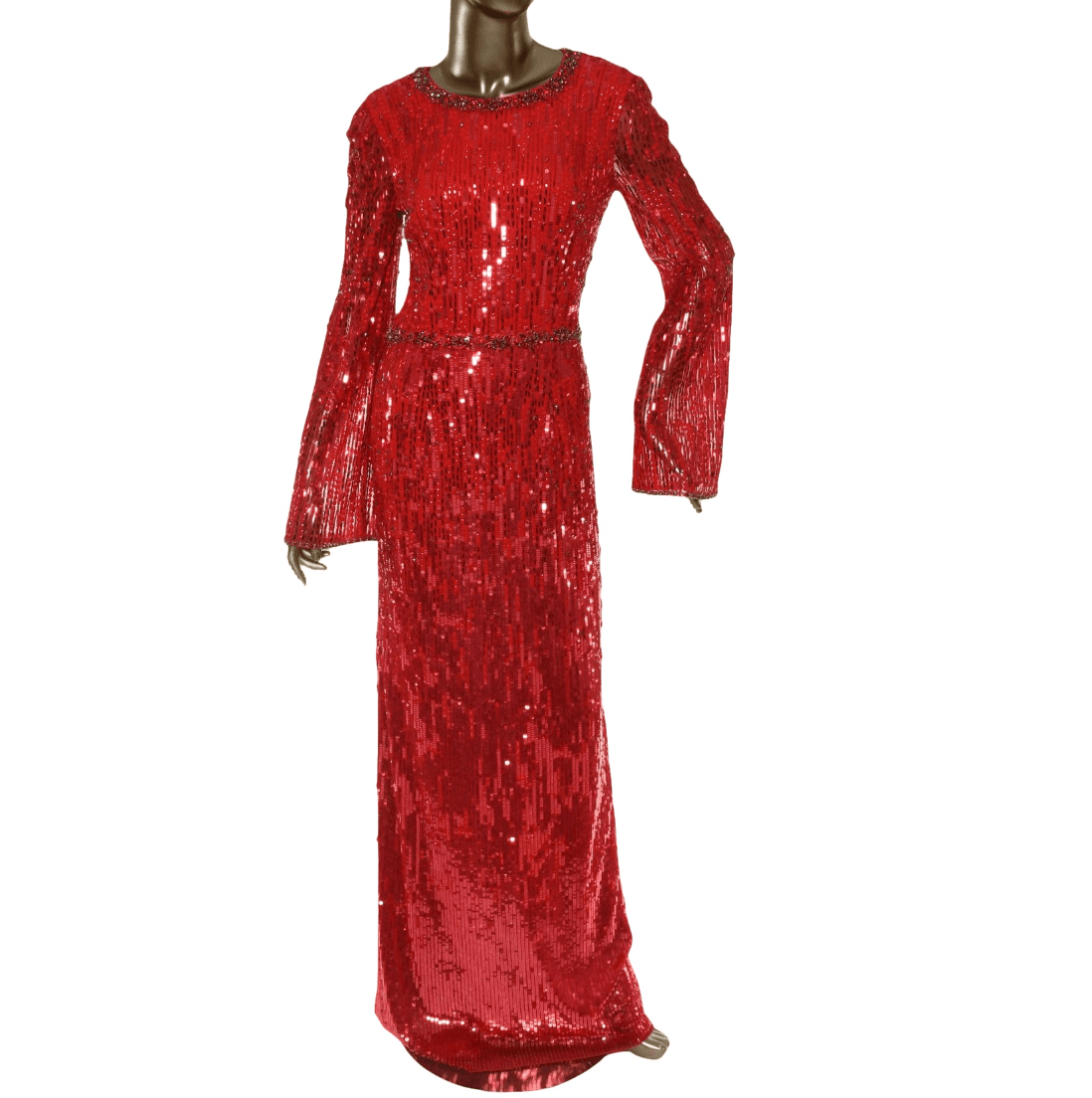 Jenny Packham Red Sequin & Embellished Gown