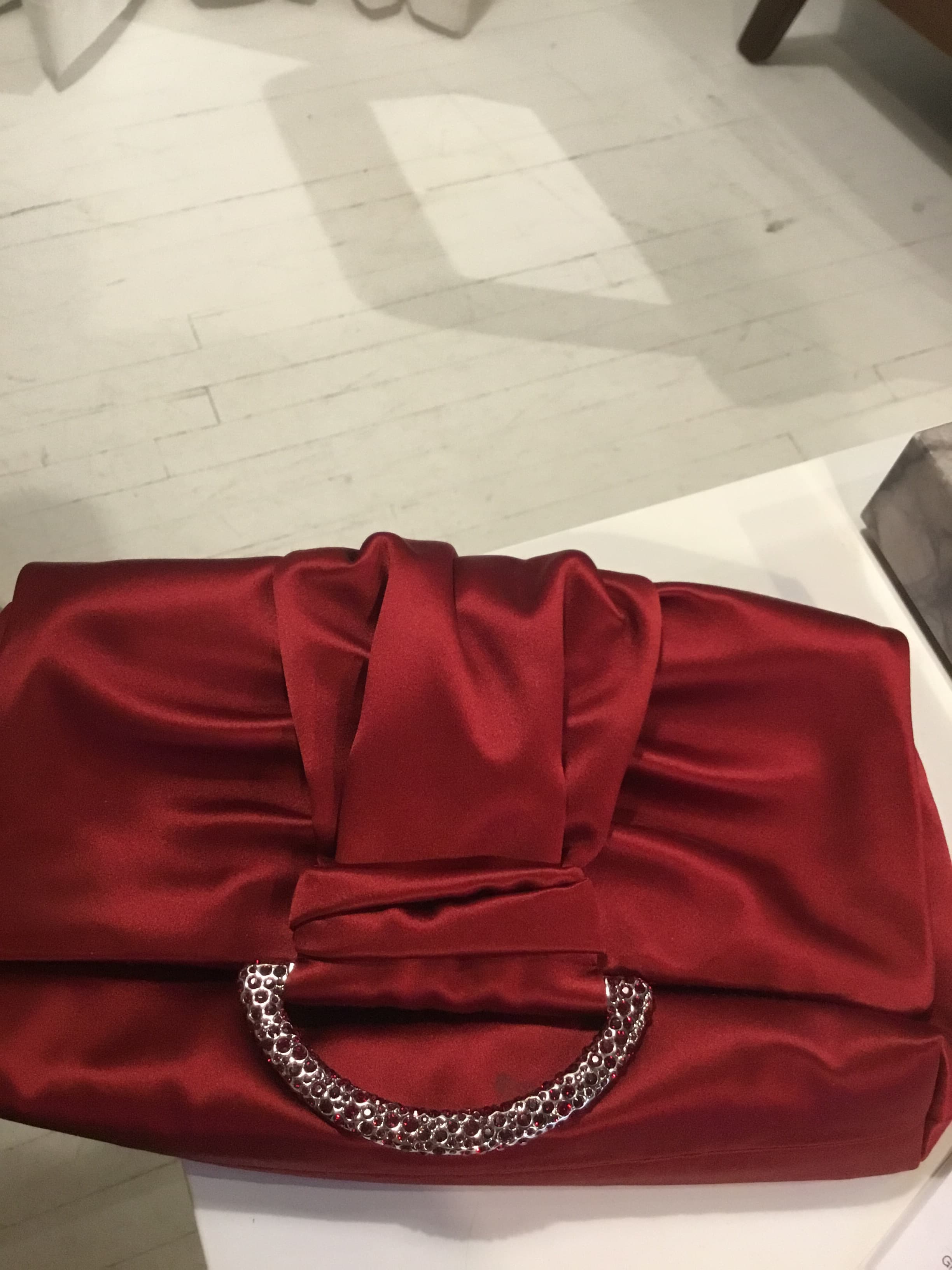 Christian Dior Red Satin Clutch
