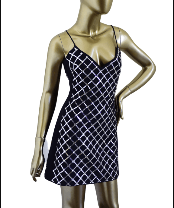 David Koma Black Dress With Crystal Embellishments