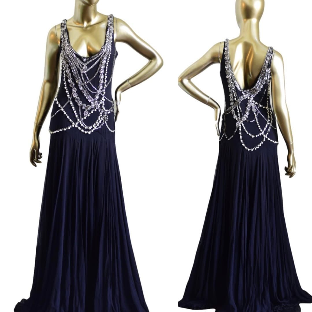 Marchesa Black Flapper Gown