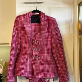 Area 2 Piece Pink Tweed Blazer And Pant Set — image 1