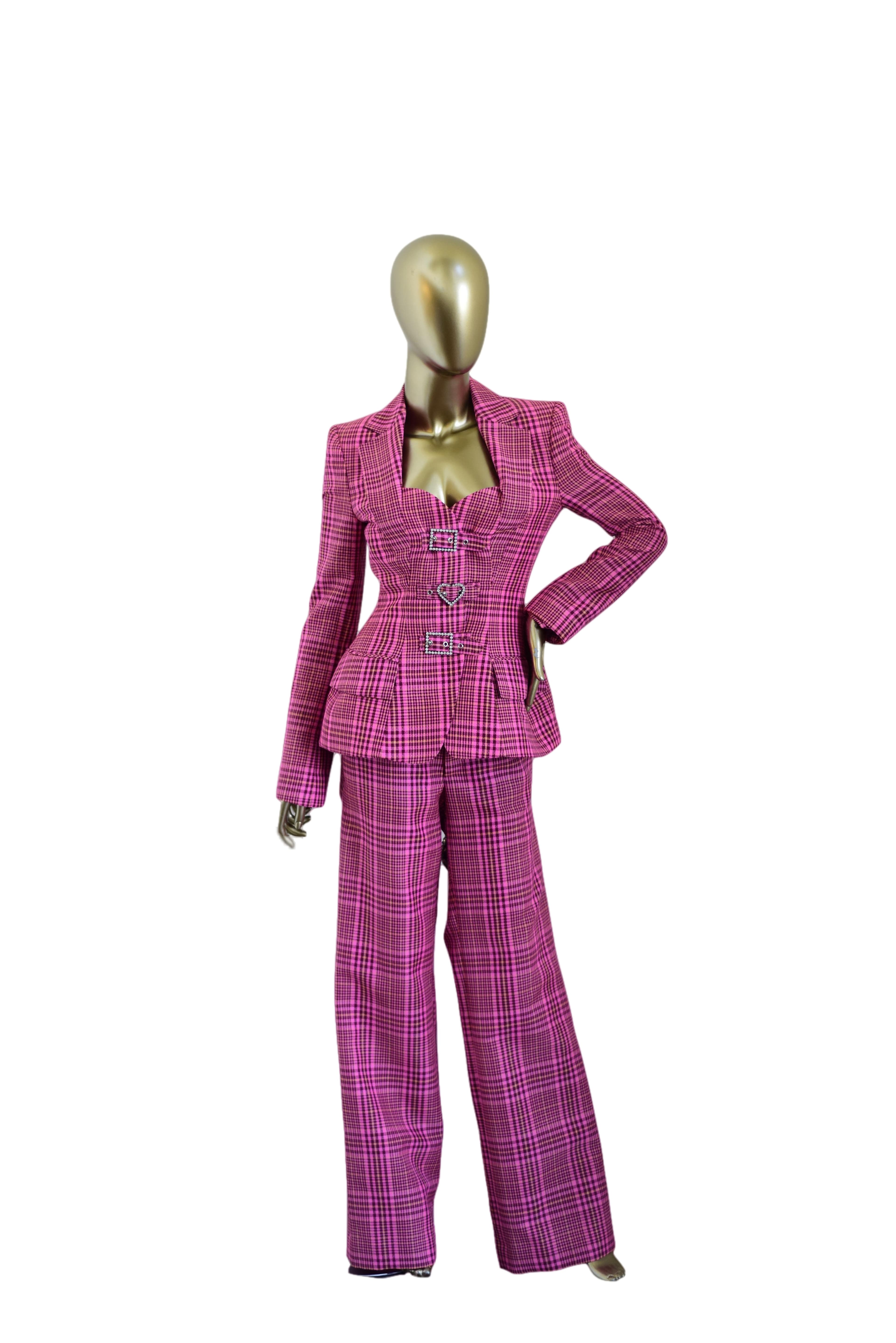 Area 2 Piece Pink Tweed Blazer And Pant Set