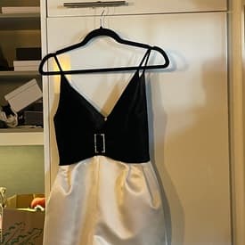 Saint Laurent Black And White Embellished Bow Romper — image 1