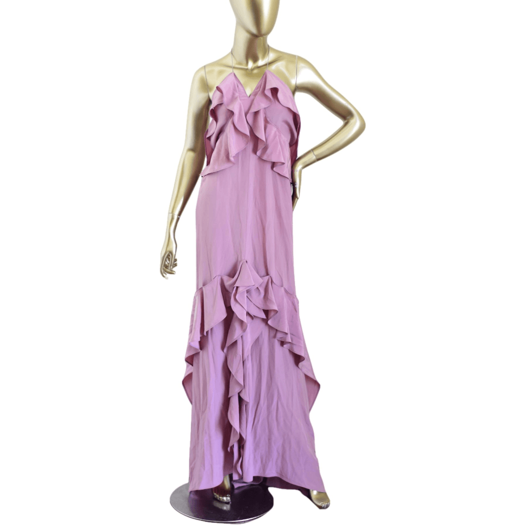 Ysl Dust Pink Ruffle Gown Size 40