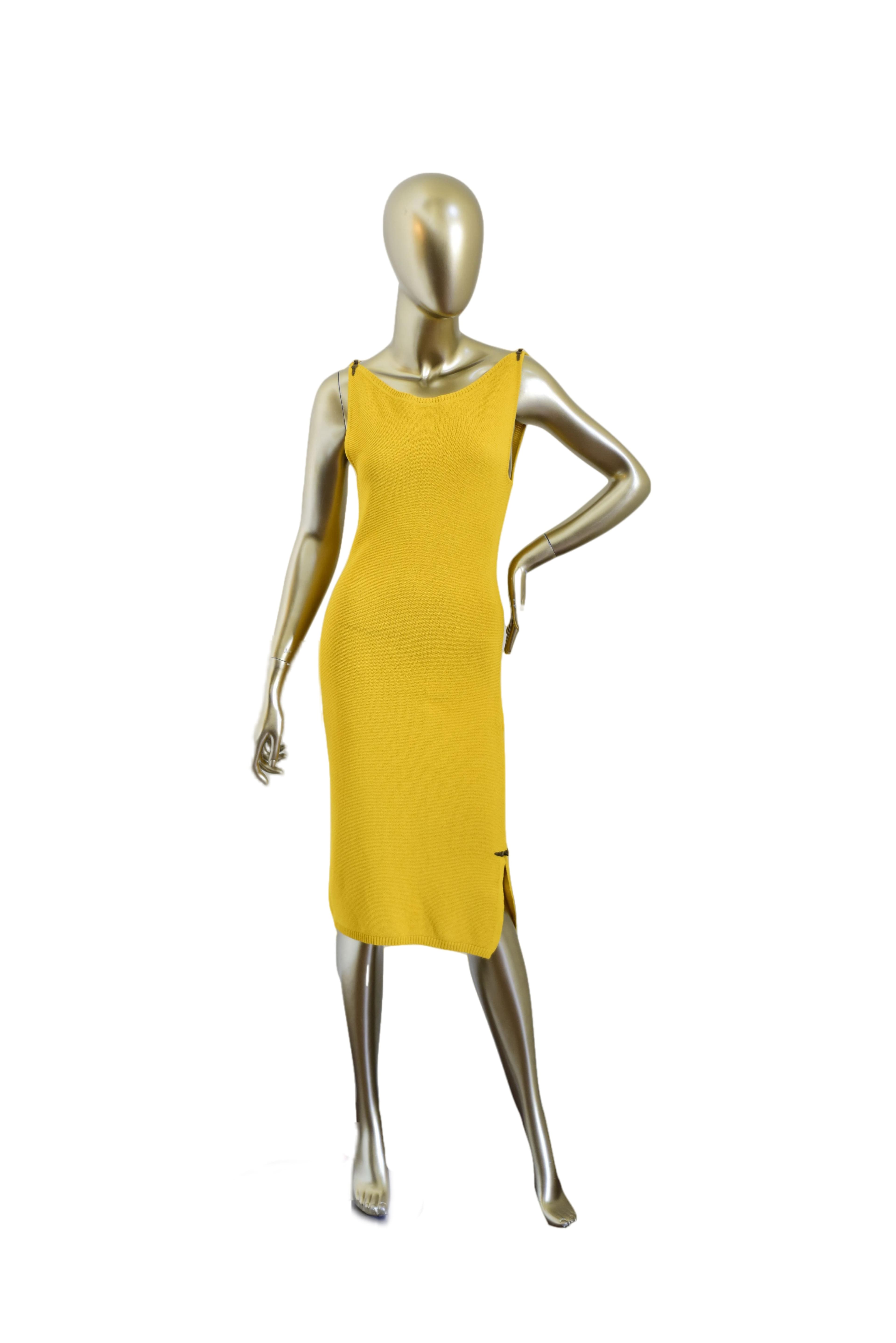 Christian Dior Knit Mustard Yellow Dress