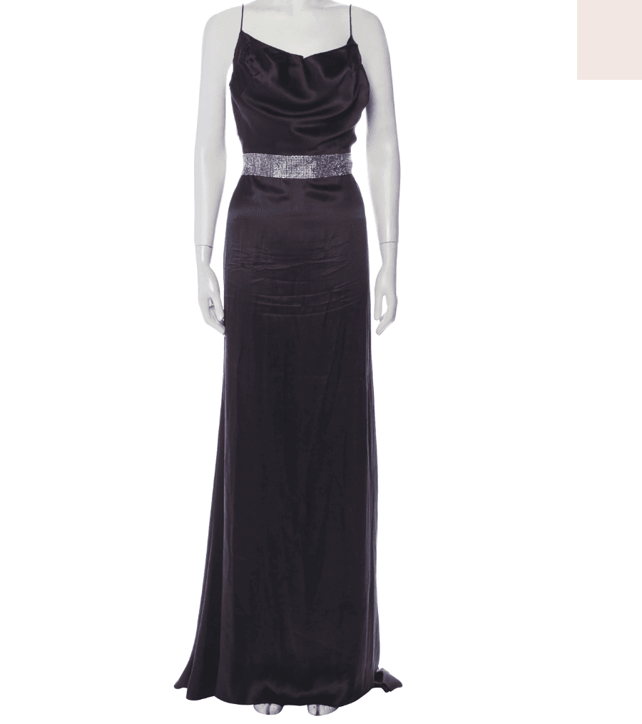 Dolce & Gabbana Black Silk Gown With Rhinestone