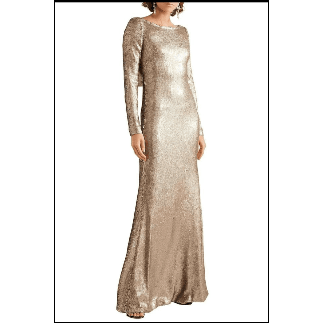 Naeem Khan Gold Sequin Gown