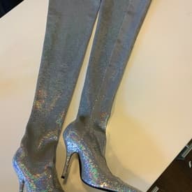 Balenciaga Silver Sequin Boots — image 1