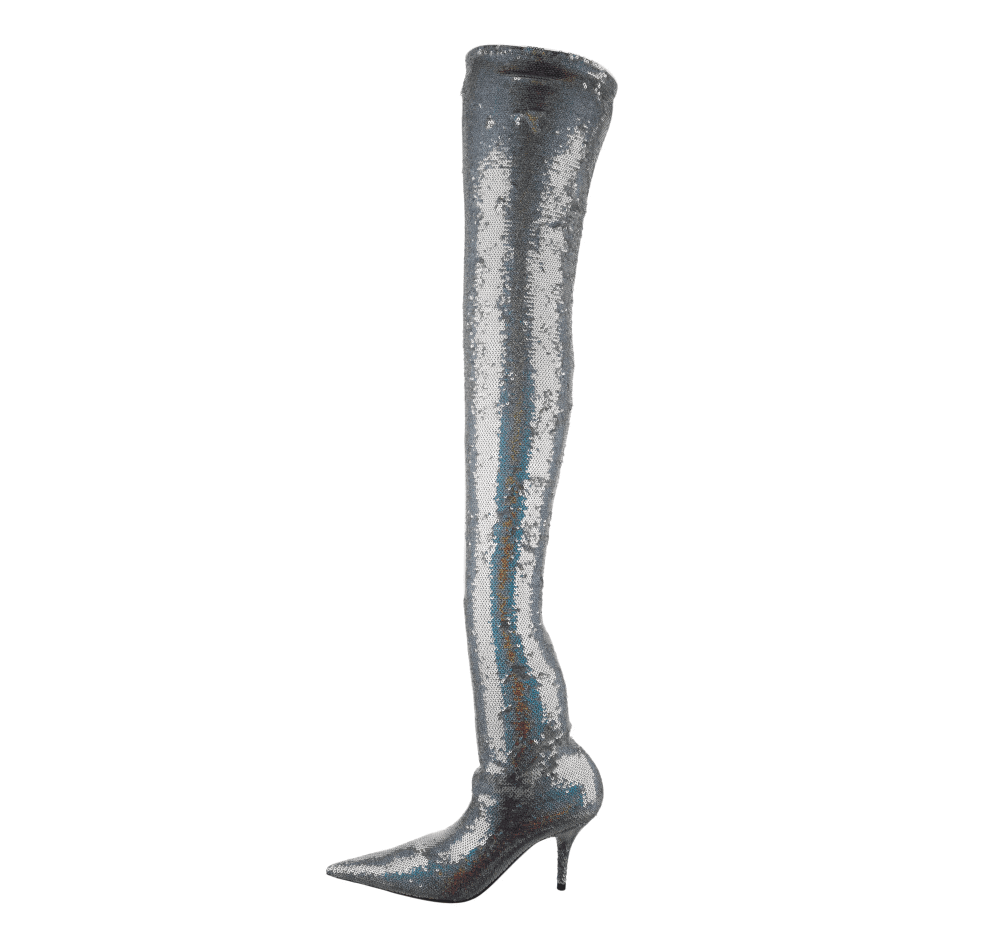 Balenciaga Silver Sequin Boots