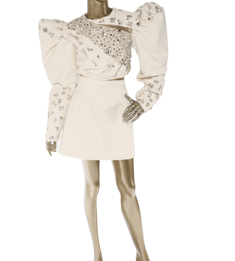 Loulou Studio Mesh Accents Skirt Set