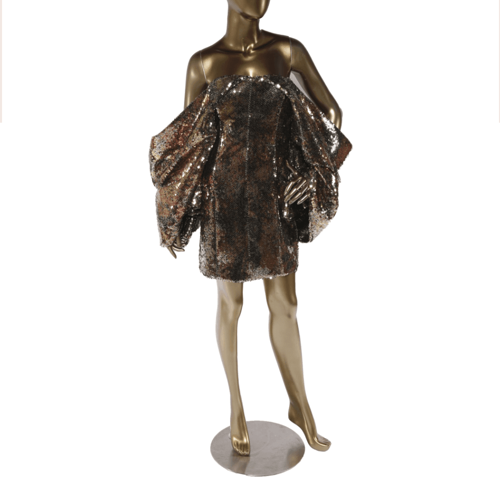Halpern Sequin Mini With Ballon Sleeve
