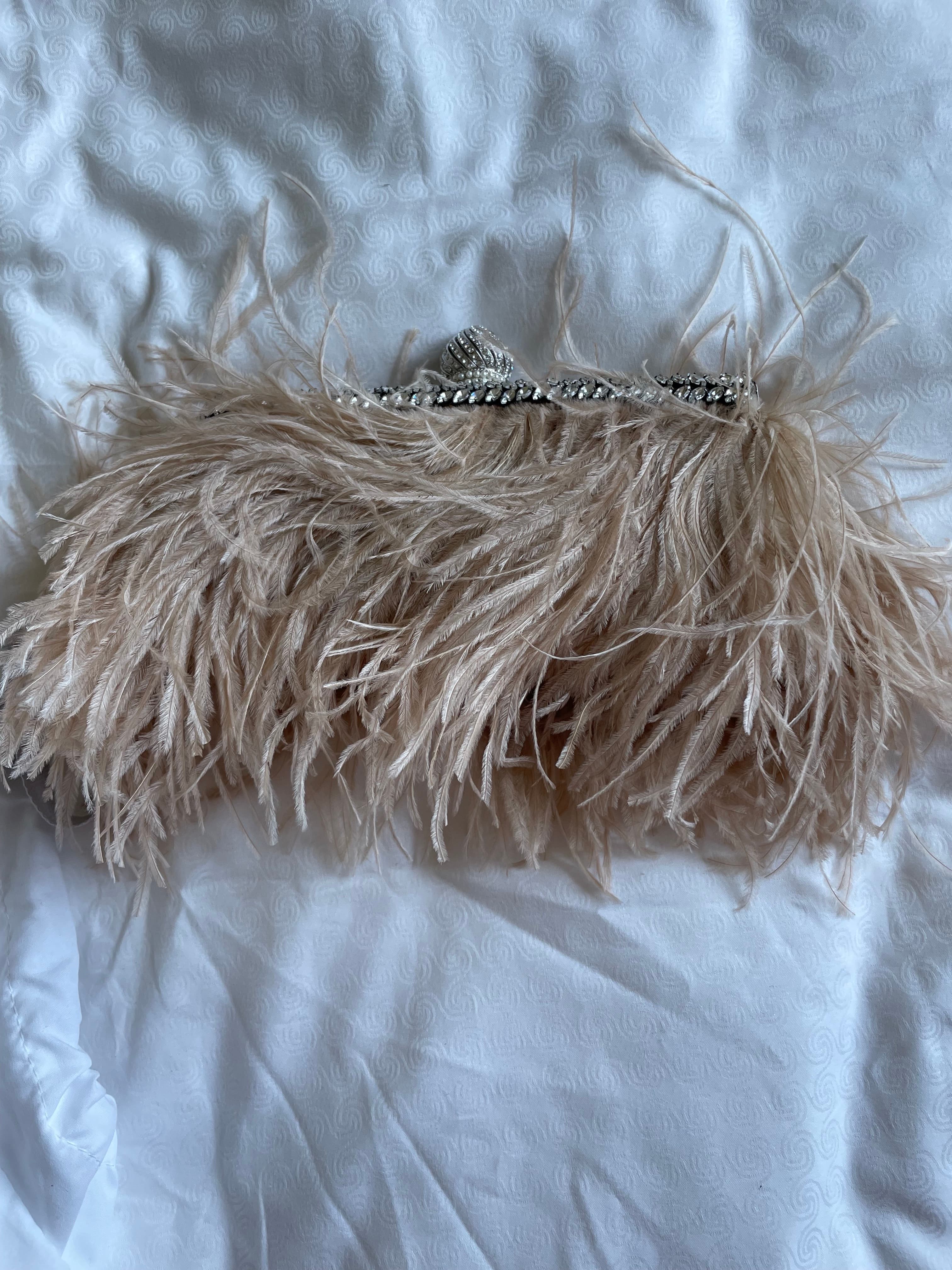 Jimmy Choo Beige Feather clutch bag