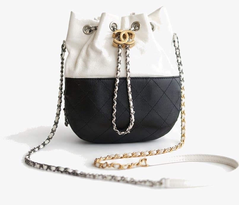Chanel Gabrielle White And Black Bucket Bag