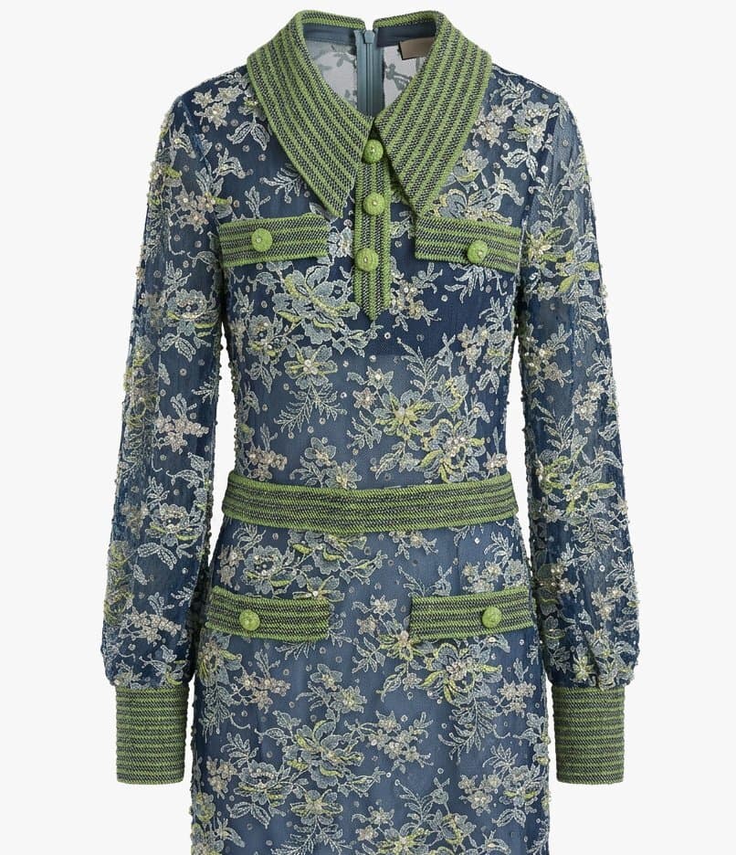 Gucci Blue Floral Lace Dress