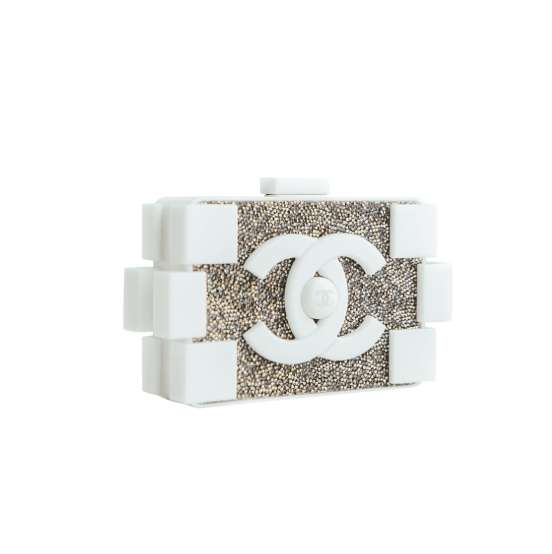 Chanel White 2014 Lego Clutch