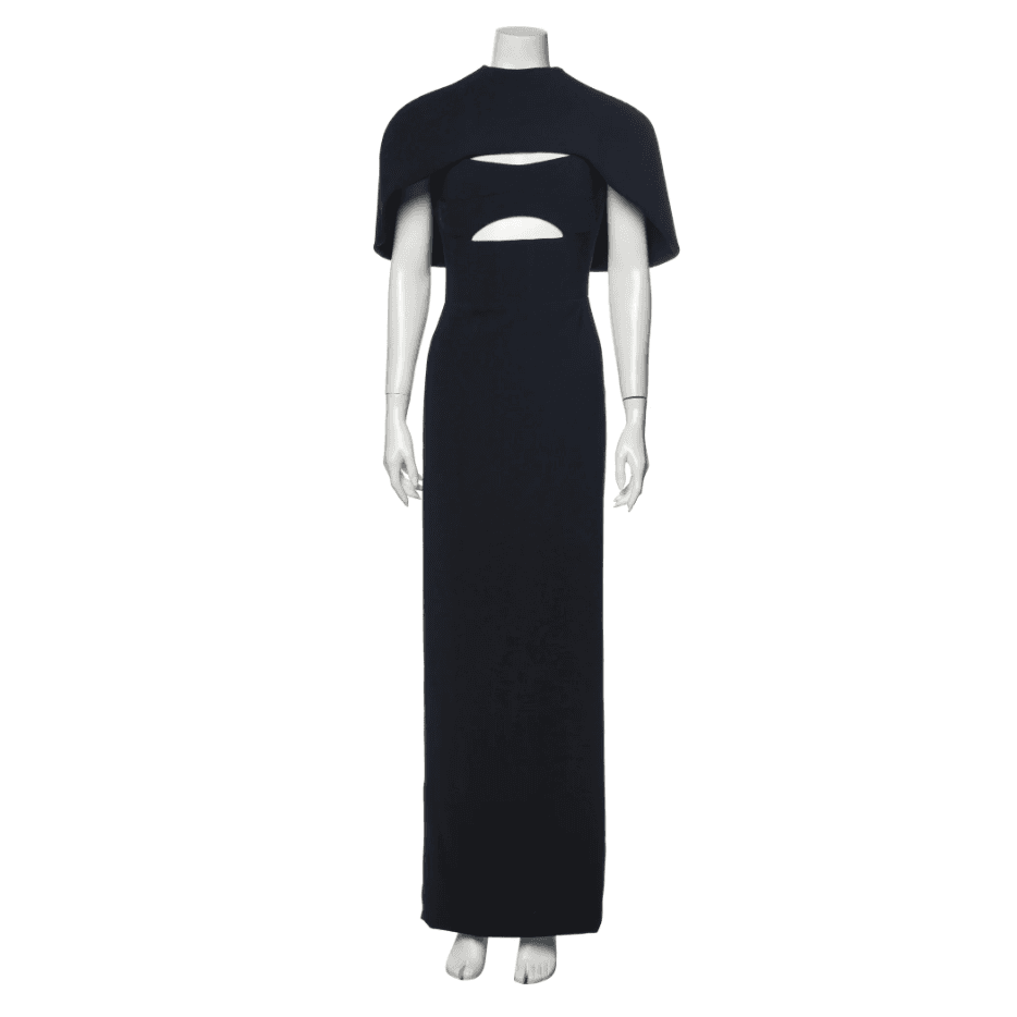 Brandon Maxwell Bustier Cutout Cape-detail Gown