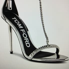 Tom Ford Mirror T-strap Padlock 105 Sandal Silver Heels — image 1