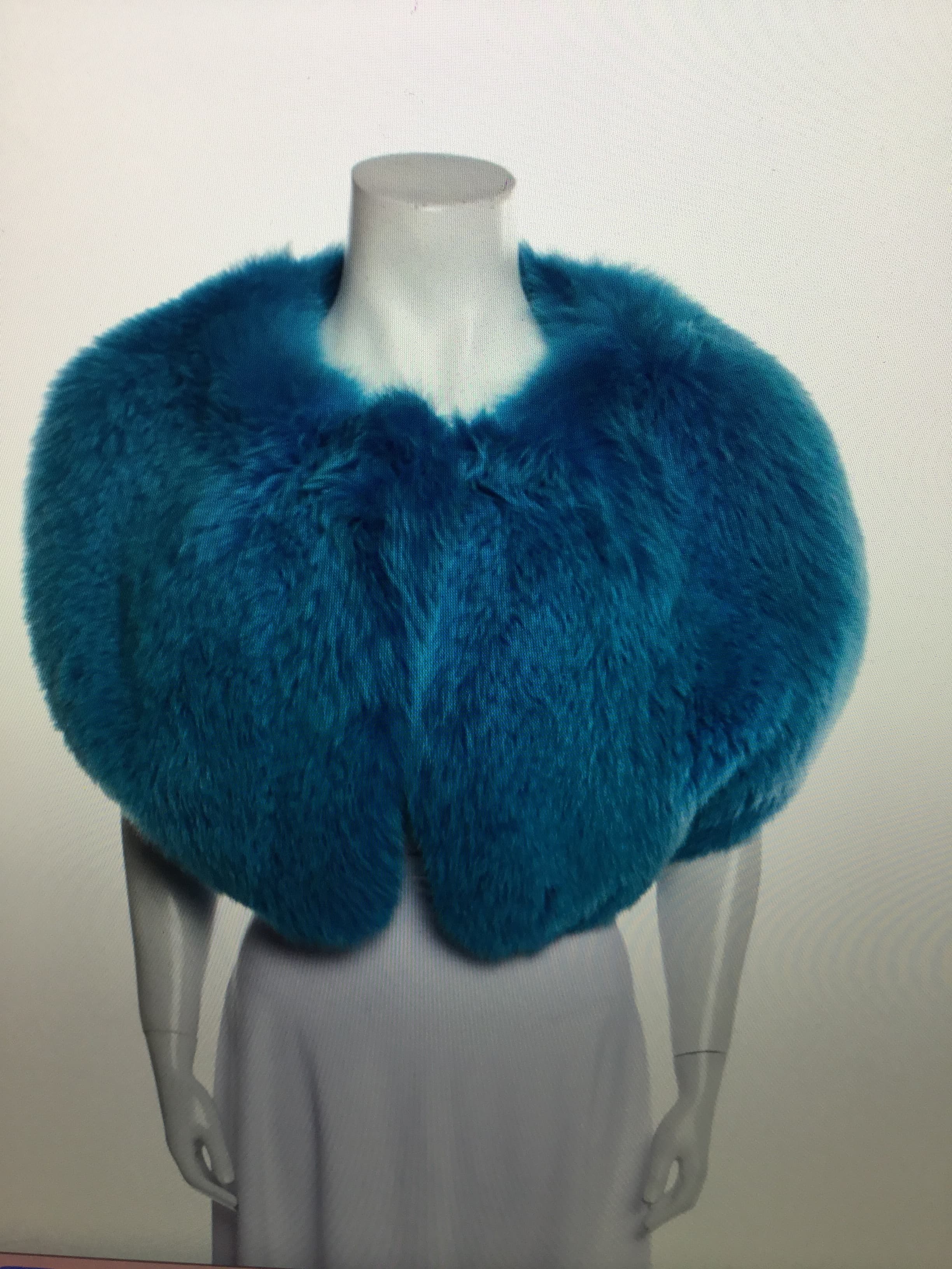 Versace 2010's Vintage Blue Fur Bolero Shrug