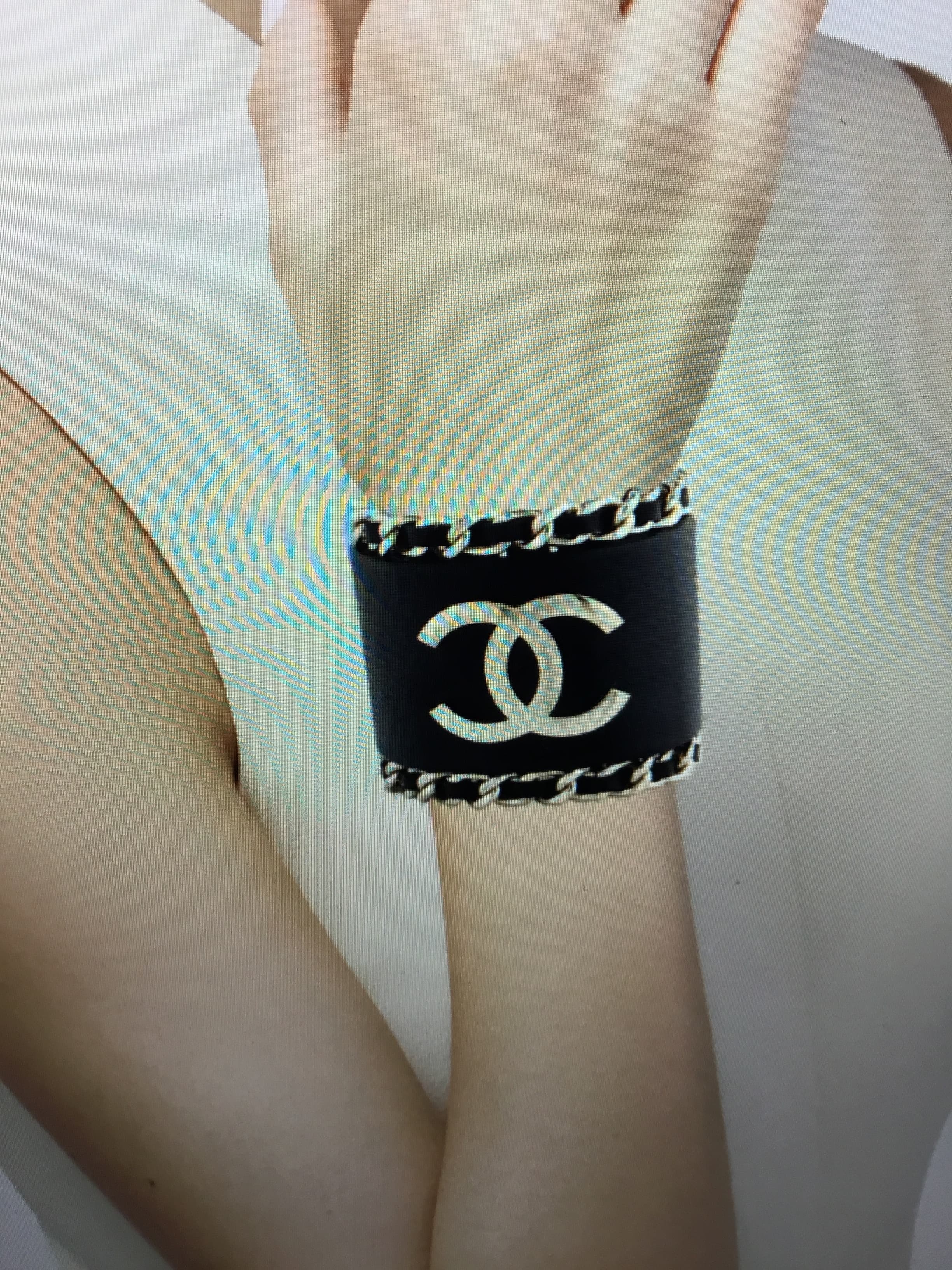 Chanel Leather Cc Logo Cuff
