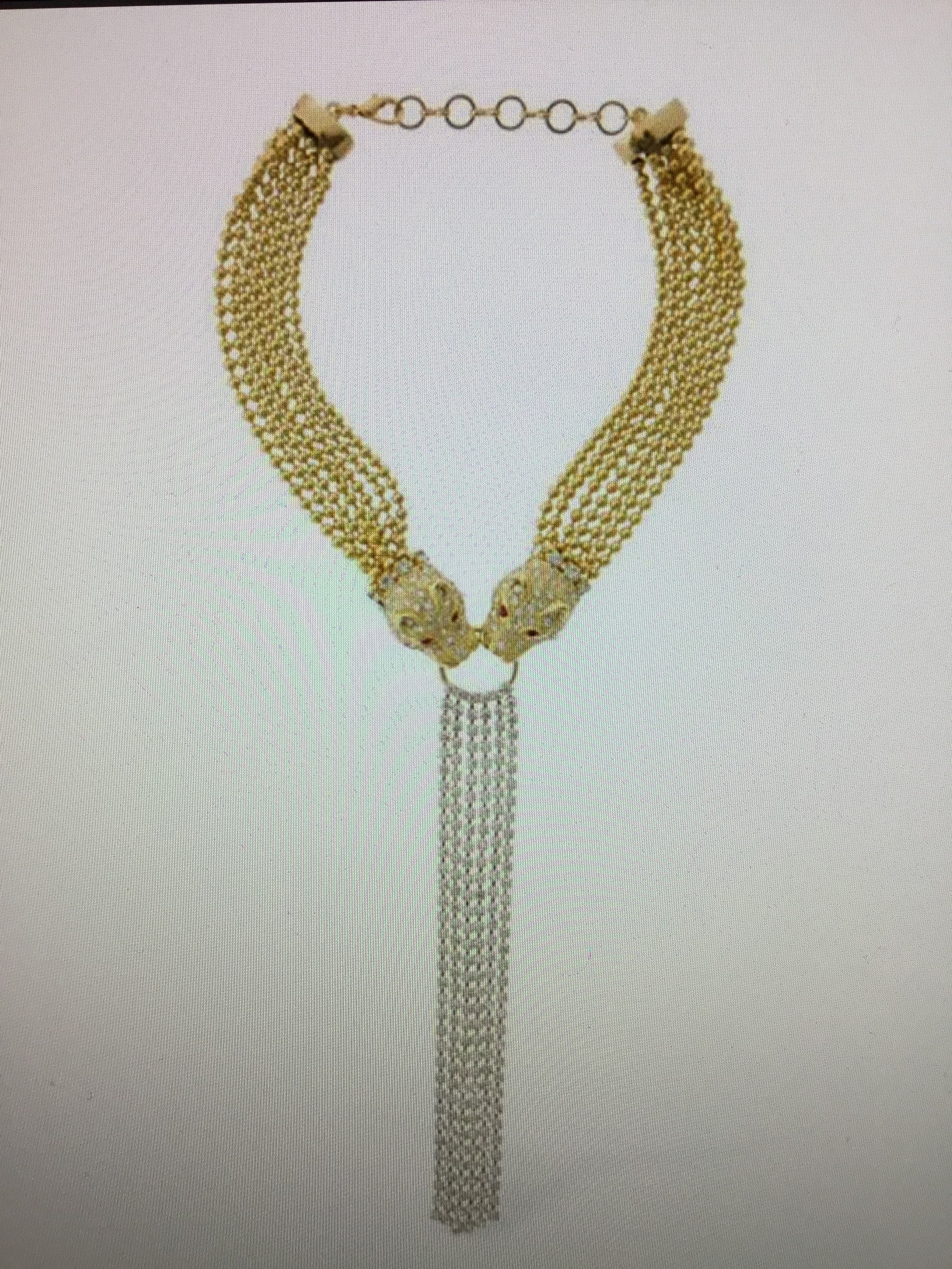 Alessandra Rich Women's Metallic Panther Crystal Cascade Necklace