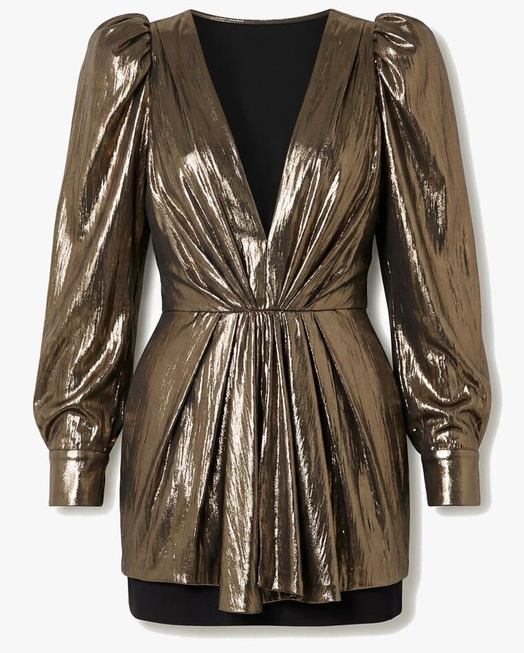 Saint Laurent 2017 Gold Metallic Mini Dress