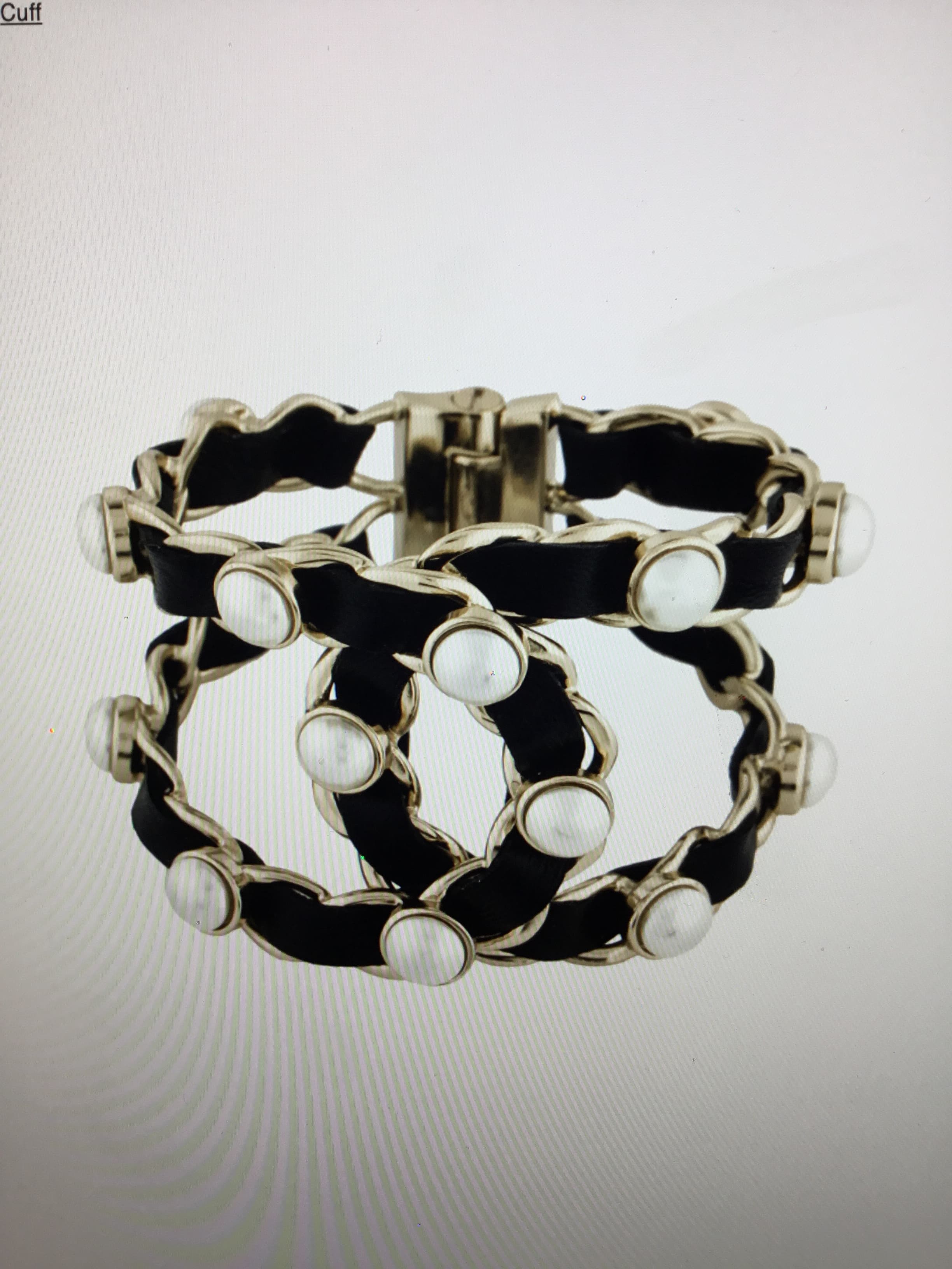Chanel 2019 Leather & Faux Pearl Cc Hinge Cuff