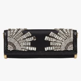 Gucci Snakeskin-trimmed Embellished Satin Clutch — image 1