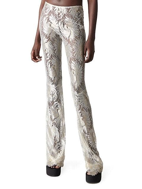 Coperni Metallic Flared Lace Trousers