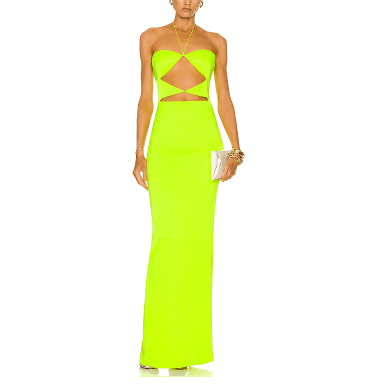 Alex Perry Neon Yellow Cut Out Gown