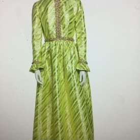 Vintage 1960s Oscar De La Renta Green Gold Dress — image 1