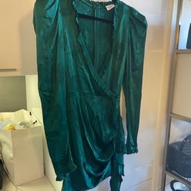 Magda Butrym Green Long Sleeve Silk Wrap Dress — image 1