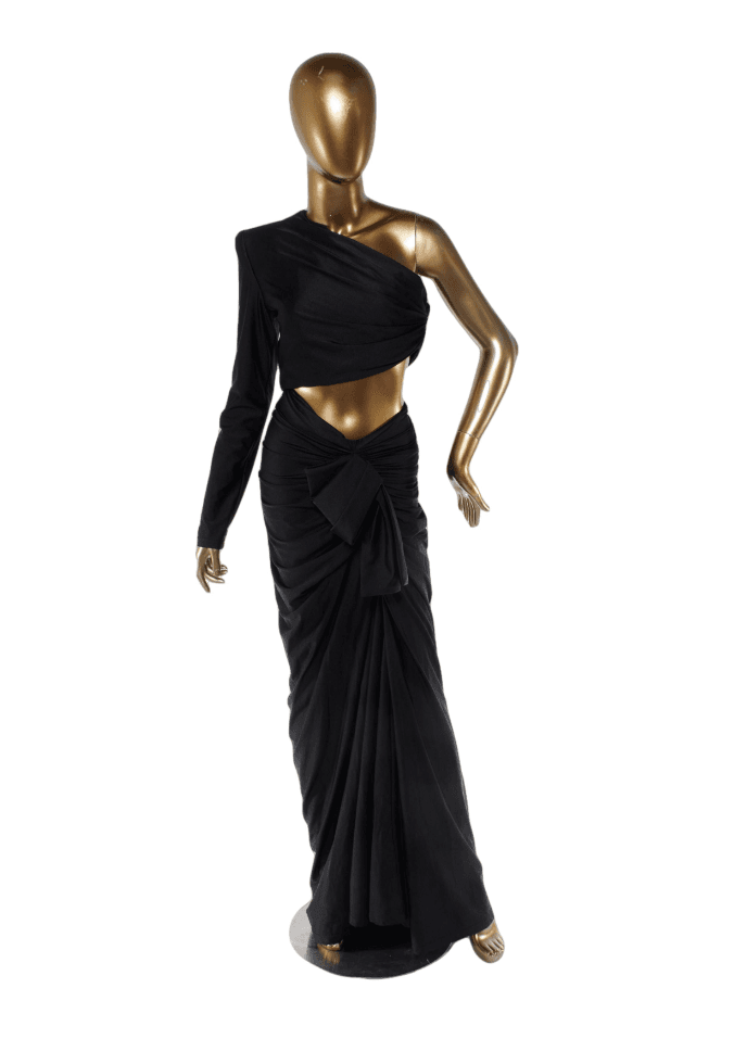 Saint Laurent Black One Shoulder Jersey Dress 6