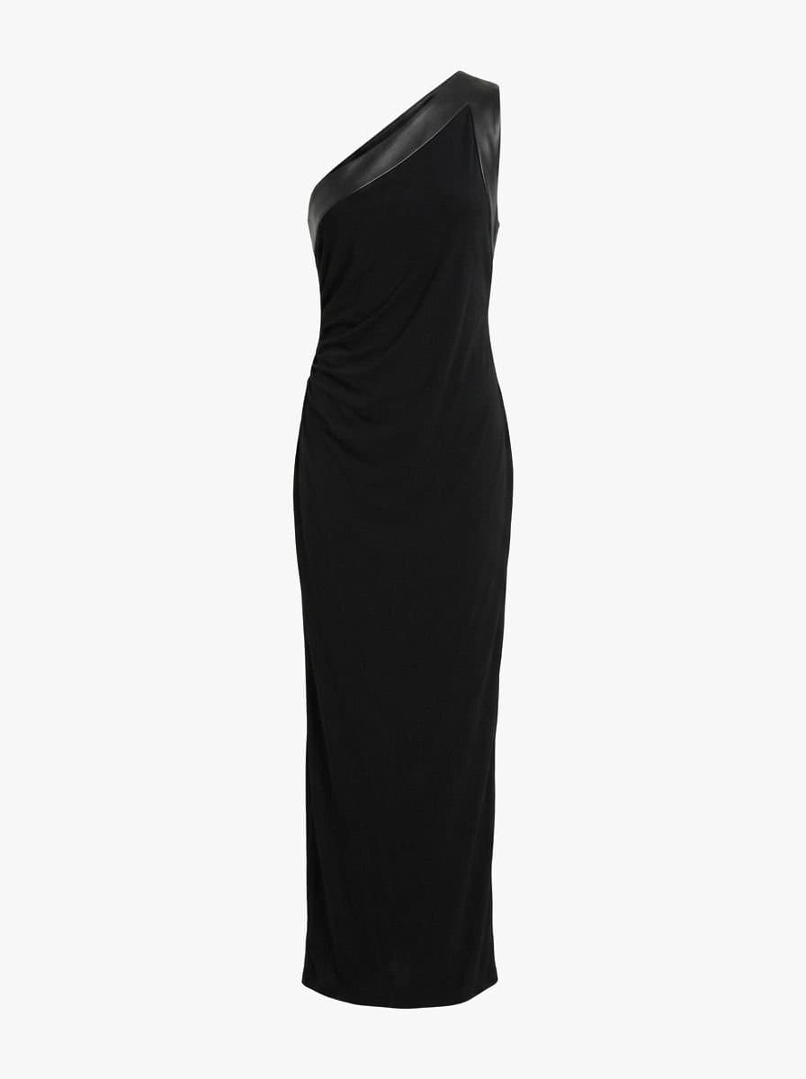 Gucci Leather-trimmed One Shoulder Dress