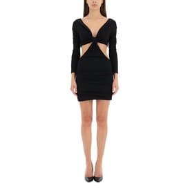 Laquan Smith Rib Long Sleeve Cutout Merino Wool Dress — image 3