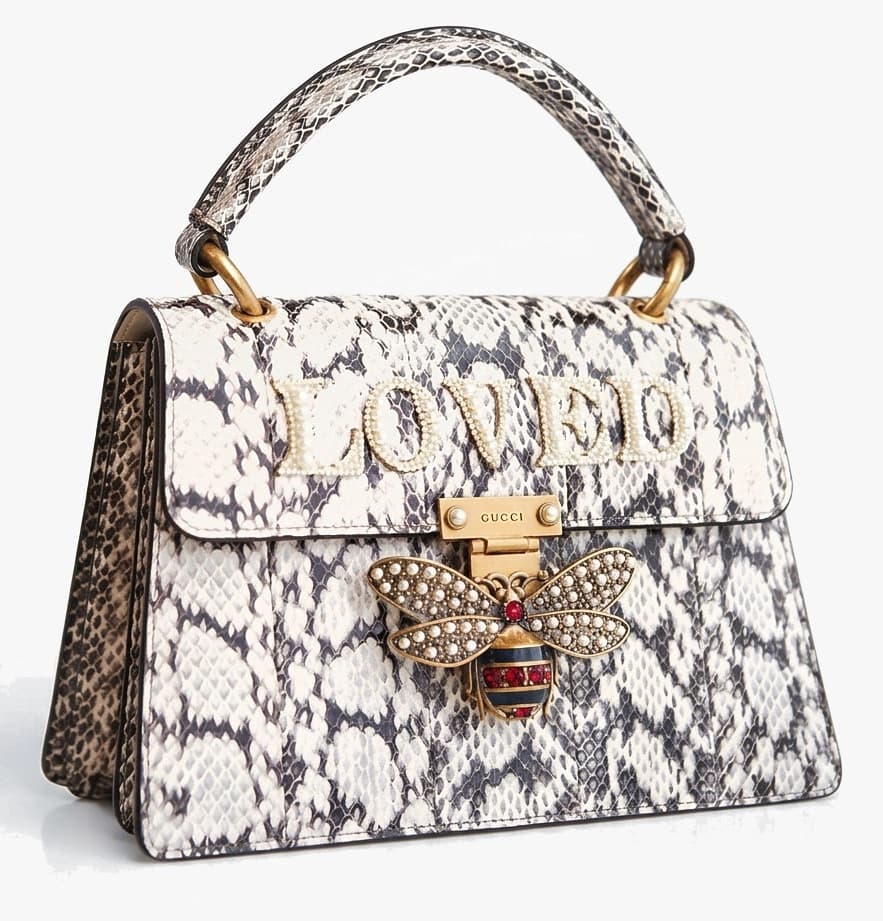 Gucci 'loved' Snakeskin Top Handle Bag