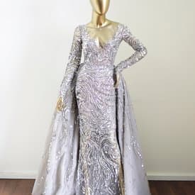 Zuhair Murad Silver Sequin Dress With Train — image 1
