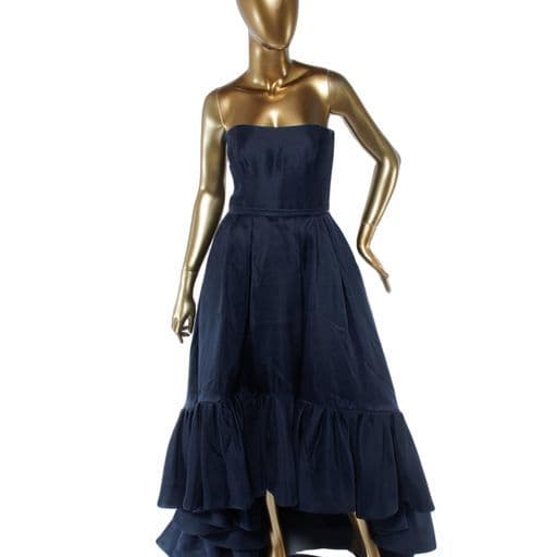 Reem Acra Strapless High Low Navy Blue Gown