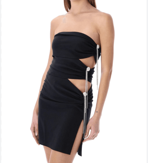 Magda Butrym Asymmetrical Cutout Mini Tube Dress Black
