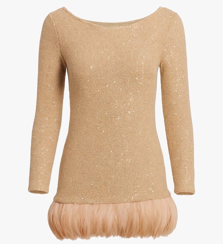 Saint Laurent Sequin Feather Dress