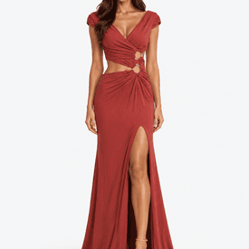 Roberto Cavalli Red Cut Out High Slit Gown — image 2