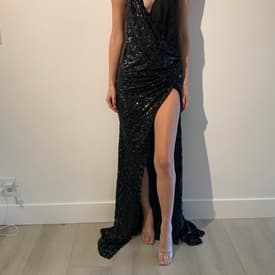 Alexandre Vauthier Black High Slit Plunge Gown — image 1