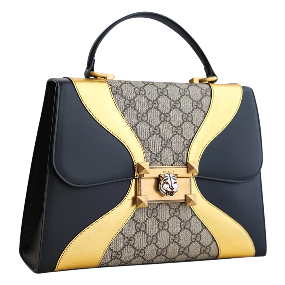 Gucci Gg Supreme Feline Head Top Handle Bag